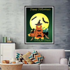 Ezposterprints - Lady Witch Pumpkin Halloween Poster - 36x48 ambiance display photo sample