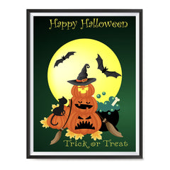 Ezposterprints - Lady Witch Pumpkin Halloween Poster ambiance display photo sample