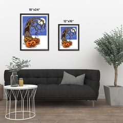 Ezposterprints - Three Pumpkins and The Tree Halloween Poster ambiance display photo sample