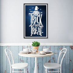 Ezposterprints - Trick Or Treat - Blue Halloween Poster - 12x18 ambiance display photo sample