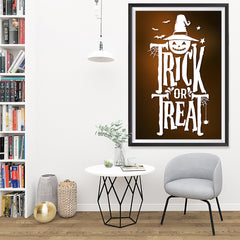 Ezposterprints - Trick Or Treat - Brown Halloween Poster - 32x48 ambiance display photo sample
