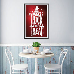 Ezposterprints - Trick Or Treat - Red Halloween Poster - 12x18 ambiance display photo sample