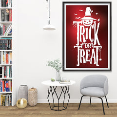 Ezposterprints - Trick Or Treat - Red Halloween Poster - 32x48 ambiance display photo sample