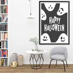Ezposterprints - Ghosts - Black Halloween Poster - 32x48 ambiance display photo sample