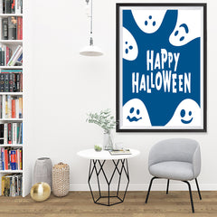 Ezposterprints - Ghosts - Blue Halloween Poster - 32x48 ambiance display photo sample
