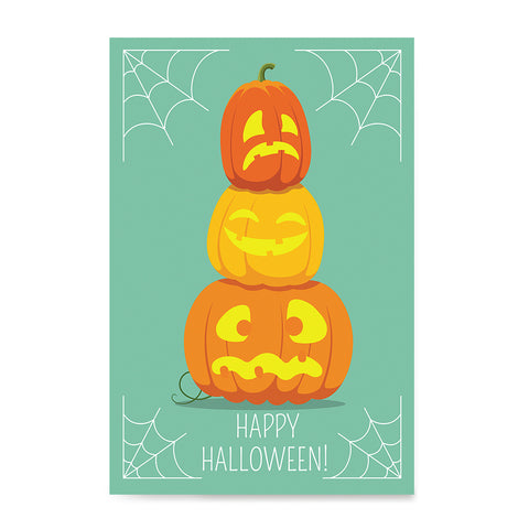 Ezposterprints - Pumpkins On Green Halloween Poster ambiance display photo sample
