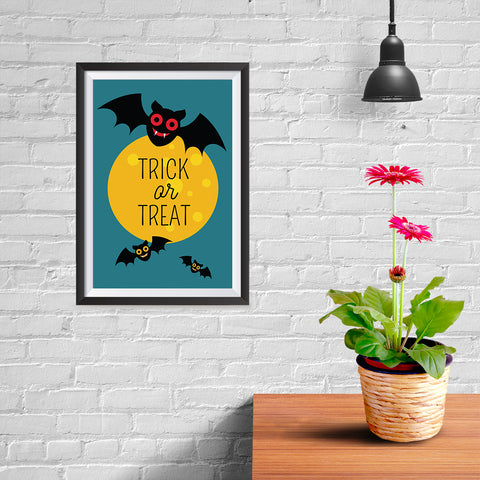 Ezposterprints - Trick Or Treat - Bats Halloween Poster - 08x12 ambiance display photo sample