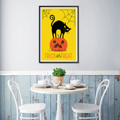 Ezposterprints - Trick Or Treat - Cat Halloween Poster - 12x18 ambiance display photo sample