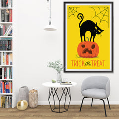 Ezposterprints - Trick Or Treat - Cat Halloween Poster - 32x48 ambiance display photo sample