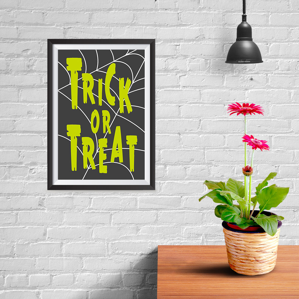 Ezposterprints - Trick Or Treat - Green Halloween Poster - 08x12 ambiance display photo sample
