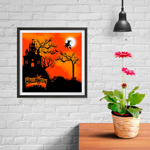 Ezposterprints - Flying Witch Halloween Poster - 10x10 ambiance display photo sample