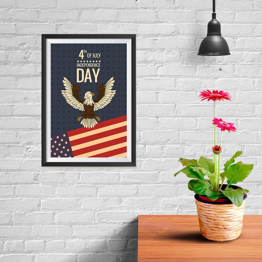 Ezposterprints - July IV Eagle - Retro | Independence Day 4th of July Posters - 08x12 ambiance display photo sample