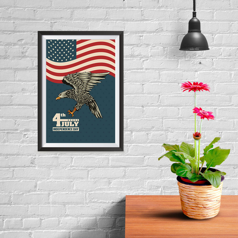 Ezposterprints - July IV Eagle 3 - Retro | Independence Day 4th of July Posters - 08x12 ambiance display photo sample
