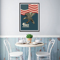 Ezposterprints - July IV Eagle 3 - Retro | Independence Day 4th of July Posters - 12x18 ambiance display photo sample