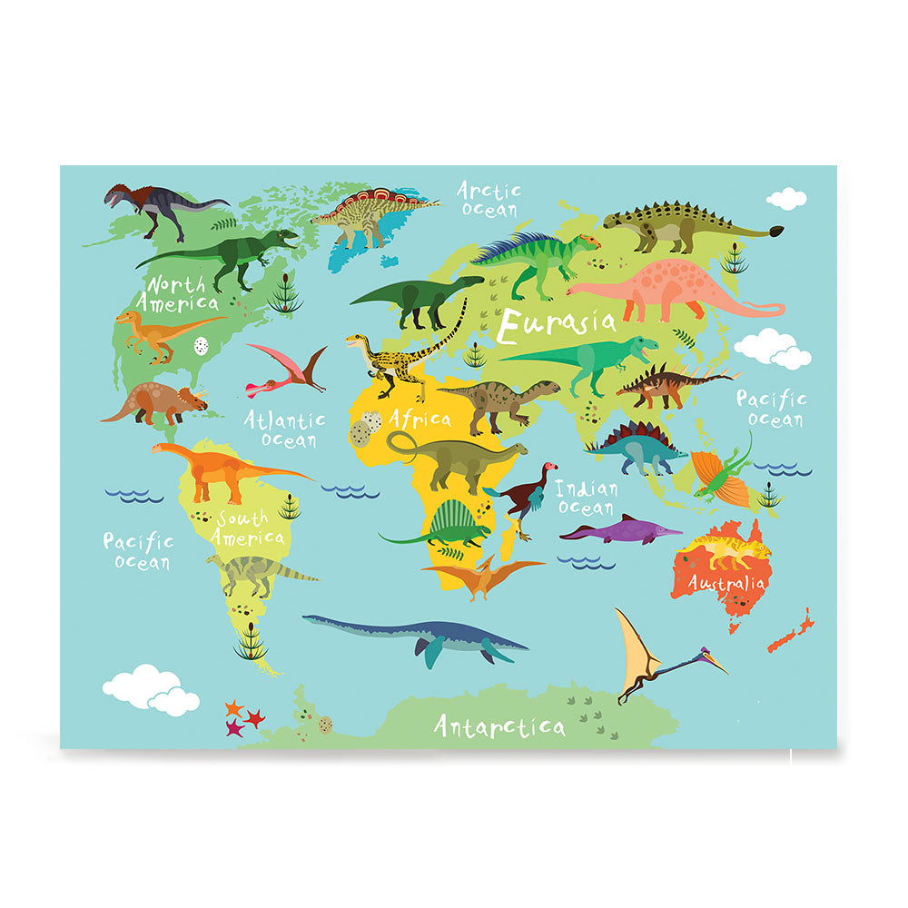 Ezposterprints - Kids' Dinosaurs World Map