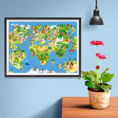 Ezposterprints - Kids' Animals Today World Map - 16x12 ambiance display photo sample