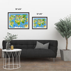 Ezposterprints - Kids' Animals Today World Map ambiance display photo sample
