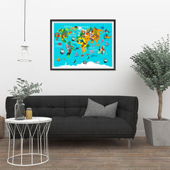 Ezposterprints - Kids' Animals World World Map - 32x24 ambiance display photo sample