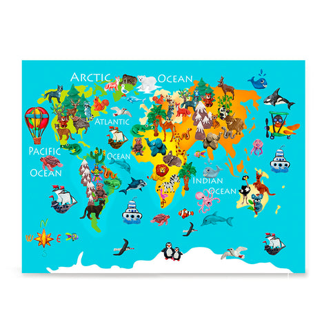 Ezposterprints - Kids' Animals World World Map