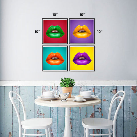 Ezposterprints - Pop Art Lips - Set of 4 - 10x10 ambiance display photo sample