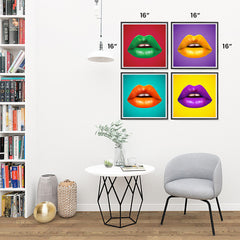 Ezposterprints - Pop Art Lips - Set of 4 - 16x16 ambiance display photo sample