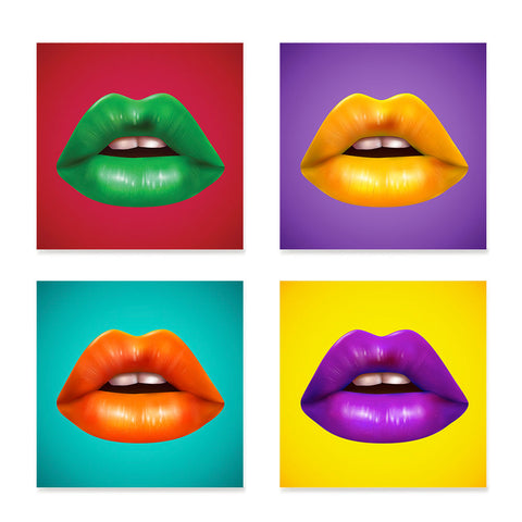Ezposterprints - Pop Art Lips - Set of 4