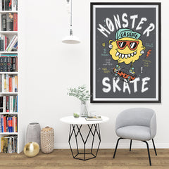 Ezposterprints - Monster Skate | The Cute Little Monsters Posters - 32x48 ambiance display photo sample
