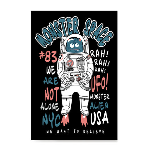 Ezposterprints - The Monster in Space, We Want To Believe | The Cute Little Monsters Posters