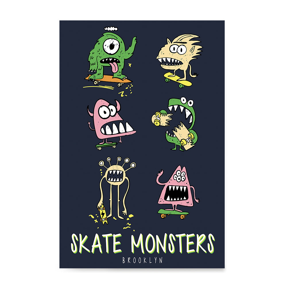 Ezposterprints - Skate Monsters, Brooklyn | The Cute Little Monsters Posters