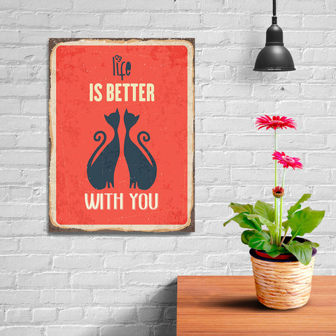 Ezposterprints - Better Life Red | Retro Metal Design Signs Posters - 12x16 ambiance display photo sample