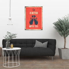 Ezposterprints - Better Life Red | Retro Metal Design Signs Posters - 24x32 ambiance display photo sample