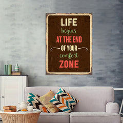 Ezposterprints - Comfort Zone Brown | Retro Metal Design Signs Posters - 36x48 ambiance display photo sample