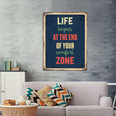 Ezposterprints - Comfort Zone Navy | Retro Metal Design Signs Posters - 36x48 ambiance display photo sample