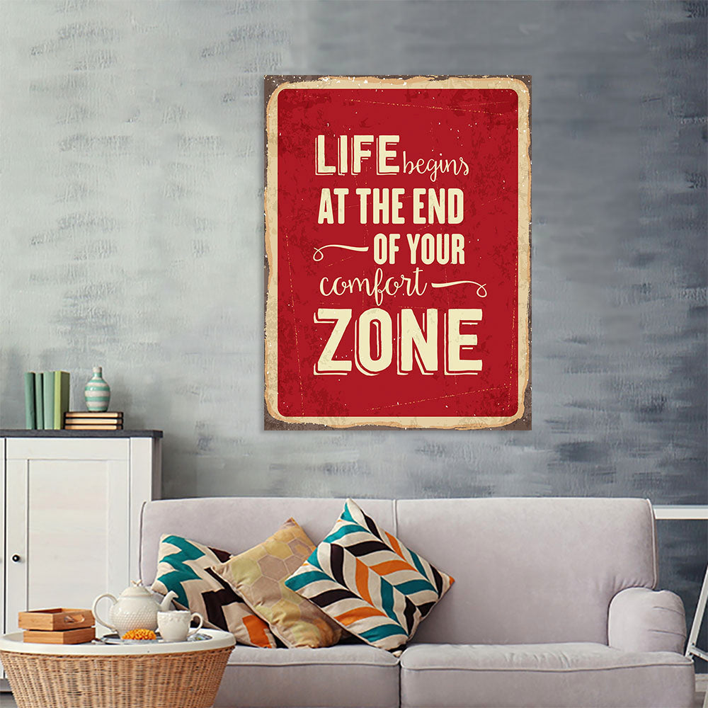 Comfort Zone Red, Retro Metal Design Signs Posters – EzPosterPrints
