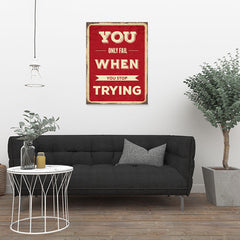Ezposterprints - Keep Trying | Retro Metal Design Signs Posters - 24x32 ambiance display photo sample