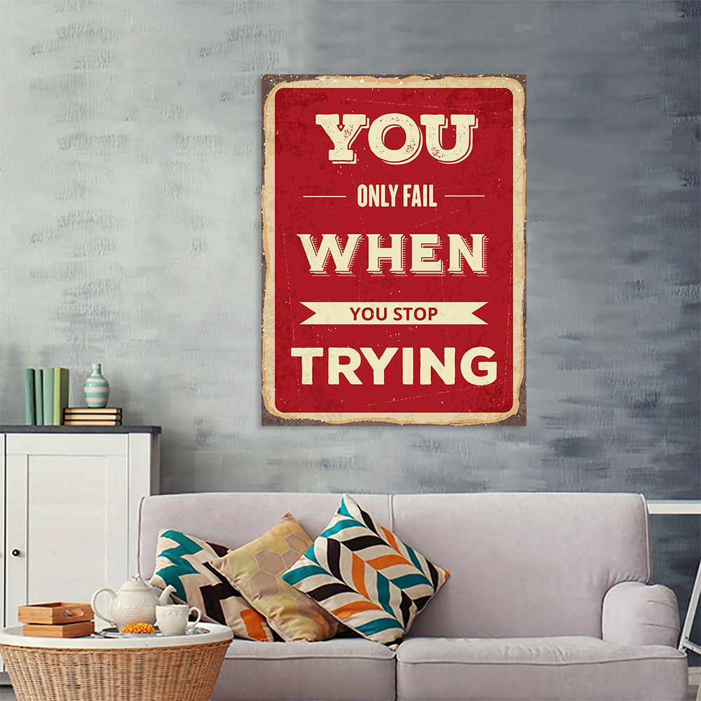 Keep Trying, Retro Metal Design Signs Posters – EzPosterPrints