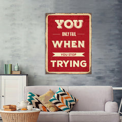 Ezposterprints - Keep Trying | Retro Metal Design Signs Posters - 36x48 ambiance display photo sample