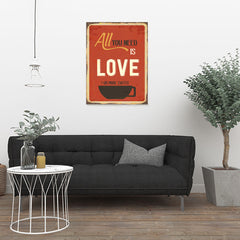 Ezposterprints - Love Or More Coffee | Retro Metal Design Signs Posters - 24x32 ambiance display photo sample