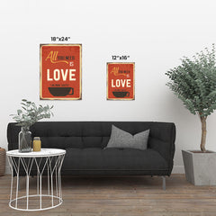 Ezposterprints - Love Or More Coffee | Retro Metal Design Signs Posters ambiance display photo sample