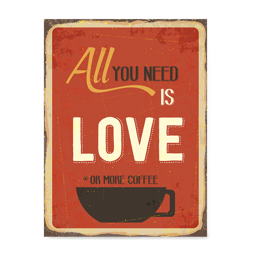 Ezposterprints - Love Or More Coffee | Retro Metal Design Signs Posters
