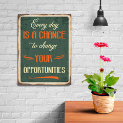 Ezposterprints - Opportunities Green | Retro Metal Design Signs Posters - 12x16 ambiance display photo sample