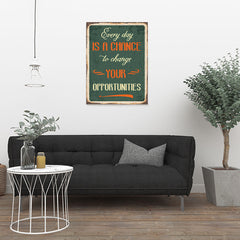 Ezposterprints - Opportunities Green | Retro Metal Design Signs Posters - 24x32 ambiance display photo sample