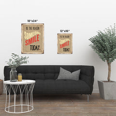 Ezposterprints - Smile Today Beige | Retro Metal Design Signs Posters ambiance display photo sample