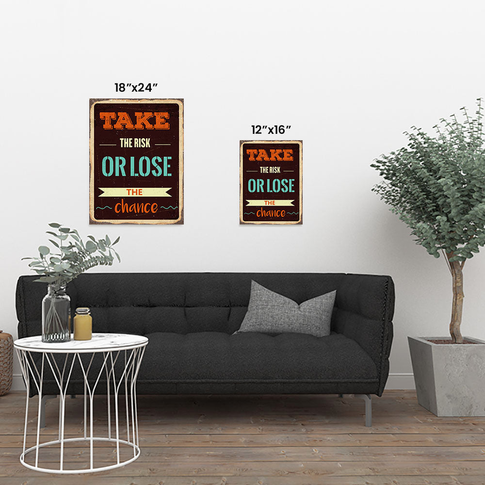 Take Risk, Retro Metal Design Signs Posters – EzPosterPrints