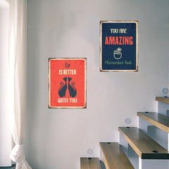 Ezposterprints - Keys For Happiness Navy | Retro Metal Design Signs Posters general ambiance photo sample