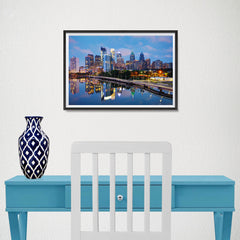 Ezposterprints - Philadelphia Skyline at Night - 18x12 ambiance display photo sample