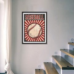 Ezposterprints - Ball Dark Red | Retro Sports Series BASEBALL Posters - 18x24 ambiance display photo sample