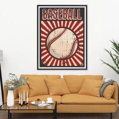 Ezposterprints - Ball Dark Red | Retro Sports Series BASEBALL Posters - 36x48 ambiance display photo sample