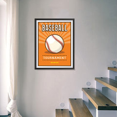 Ezposterprints - Ball Orange | Retro Sports Series BASEBALL Posters - 18x24 ambiance display photo sample