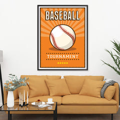 Ezposterprints - Ball Orange | Retro Sports Series BASEBALL Posters - 36x48 ambiance display photo sample